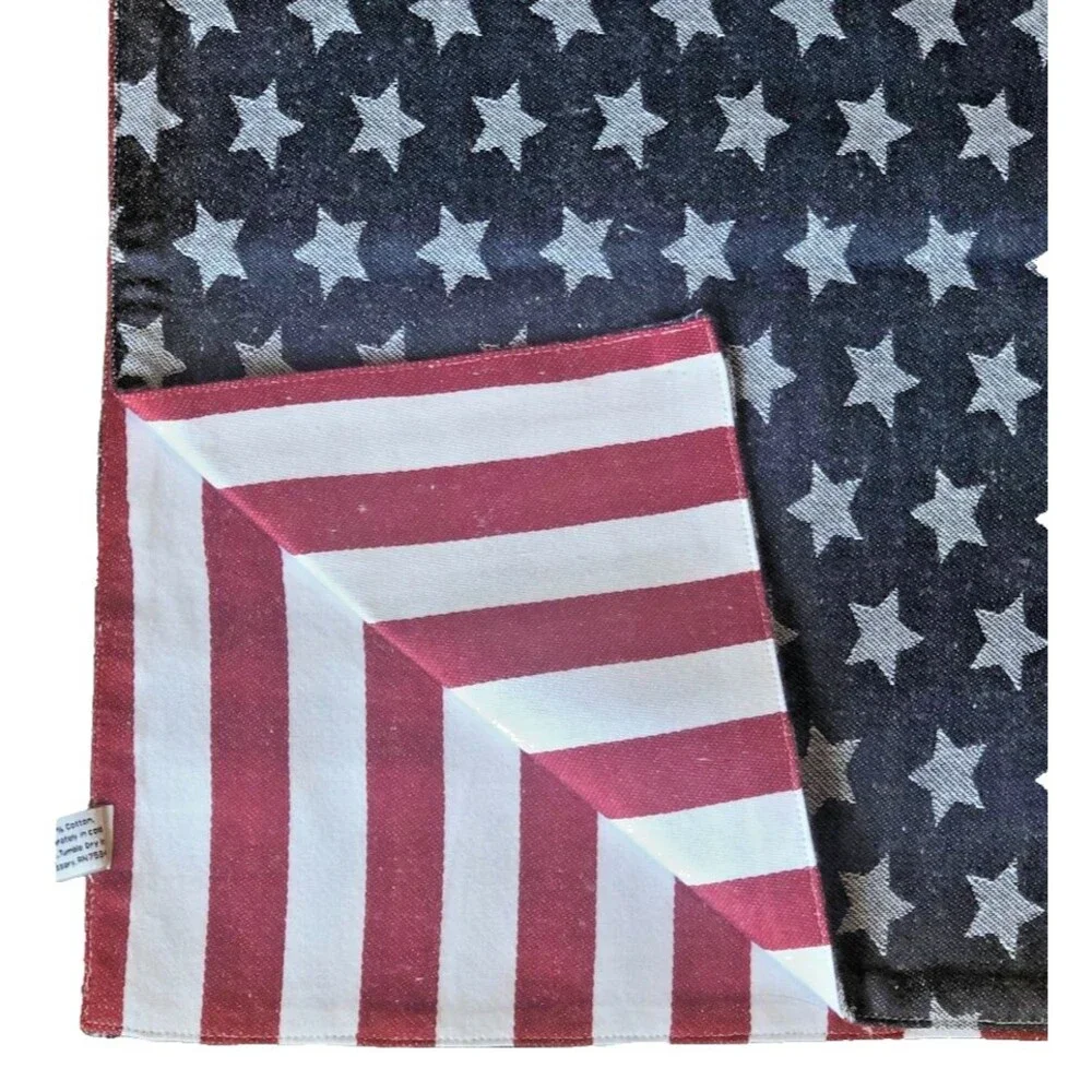 Brooks Brothers Table Runner July 4 Reversible Red White Blue Flag 14x72